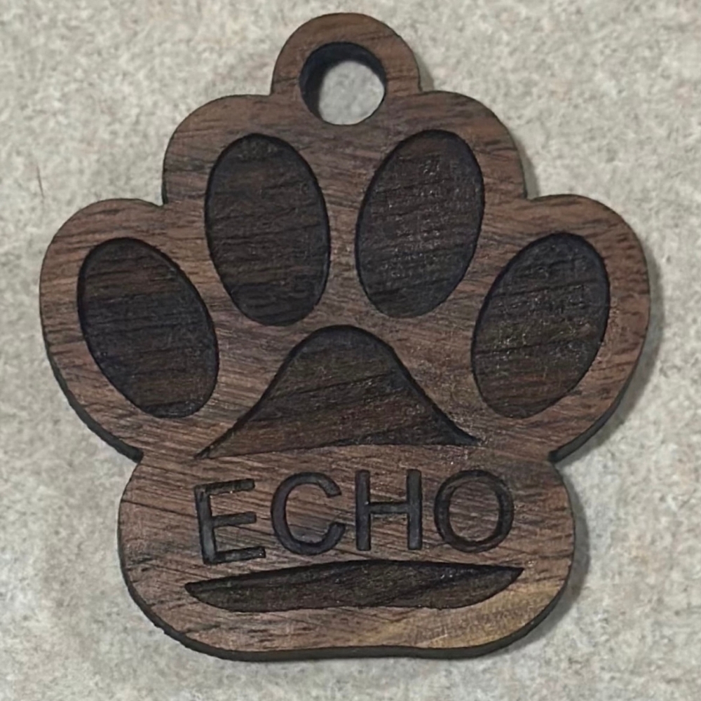 Laser engraved wood dog tags